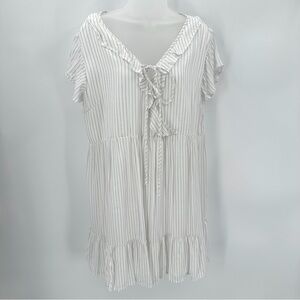 HAYDEN LOS ANGELES Dress Womens L Tiered Ruffle Stripe Tie Front Beachy Flutter